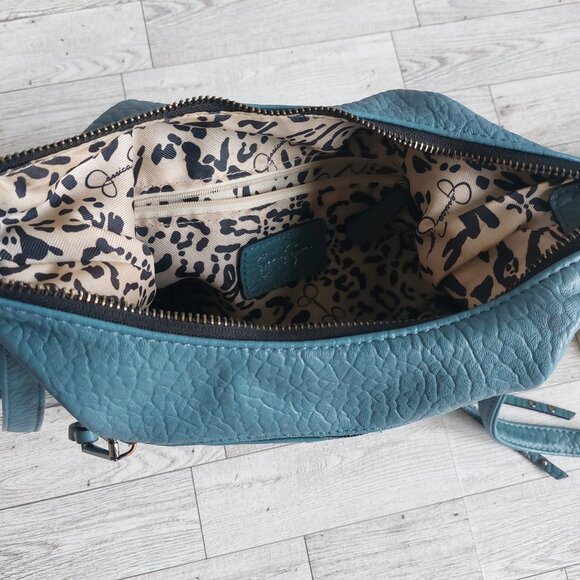 Slate Blue Jessica Simpson Crossbody Bag; zip top and front pockets - Picture 6 of 12
